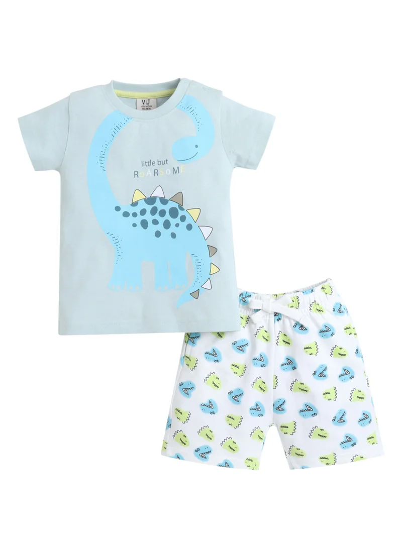Victor And Jane  Boys Graphic Print Cotton T-Shirt & Shorts Set – Summer Daywear for Men | Best Price UAE